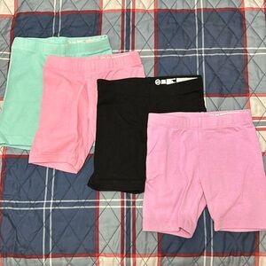 Lot 4 WONDER NATION Girls Cotton Bike Shorts Size XS Teal Pink Purple Black